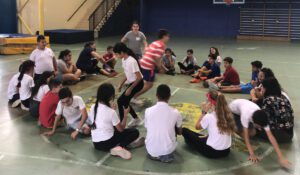 Children playing a game in a circle