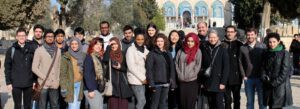 group of people in front of Dome of the Rock