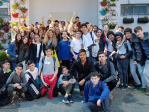 Two classes of students taking a picture together