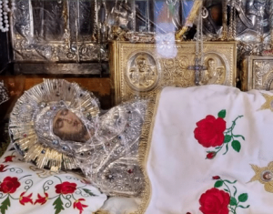 מיצג אומנותי של תרדמת מים מעוטר בקישוטים רבים