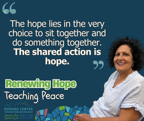 The hope lies in the choice to sit together and do something together. The shared action is hope